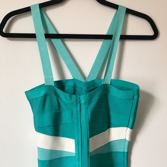 Turquoise Bebe Bodycon Bandage Dress - Picture 5 of 5